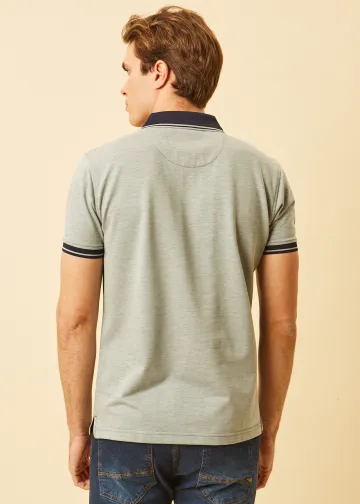Polo Shirt, Melange Pique Fabric