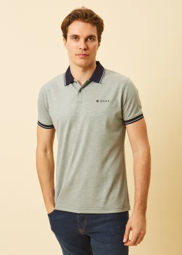 Polo Shirt, Melange Pique Fabric