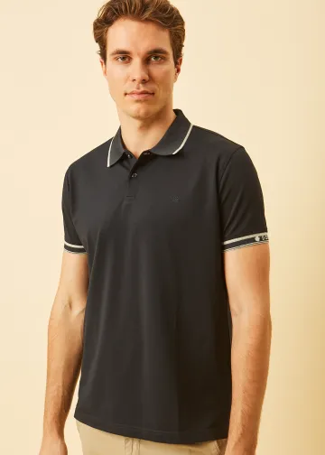 Polo Shirt, Melange Pique Fabric
