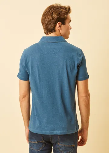 V-neck Polo Shirt, Hemp-Cotton Fabric