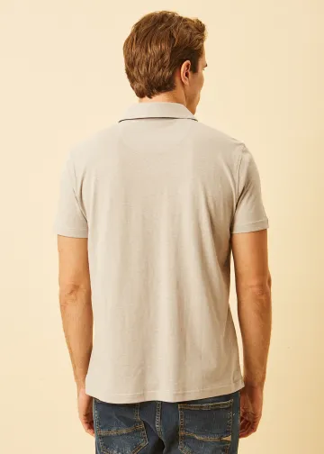 V-neck Polo Shirt, Hemp-Cotton Fabric