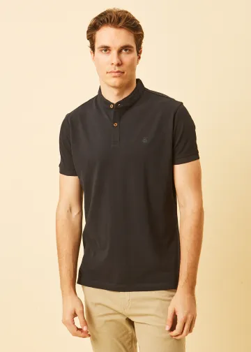 Polo Shirt, Mao Collar, Pima Cotton Pique Fabric