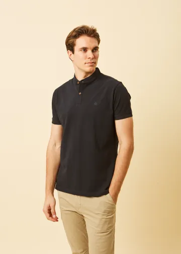 Polo Shirt, Mao Collar, Pima Cotton Pique Fabric