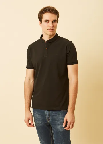 Polo Shirt, Mao Collar, Pima Cotton Pique Fabric