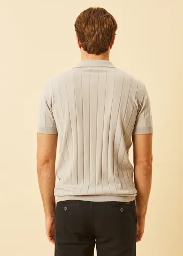 Striped Light Knit Polo Ribbed