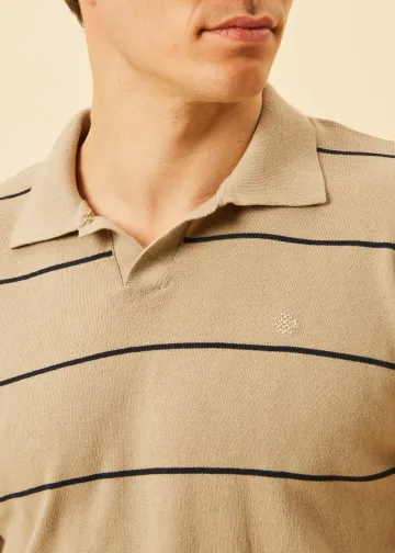 Striped Light Knit Polo Shirt