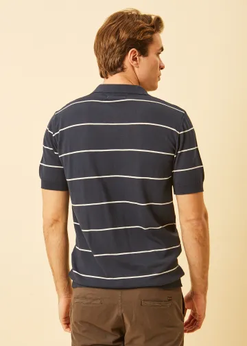 Striped Light Knit Polo Shirt