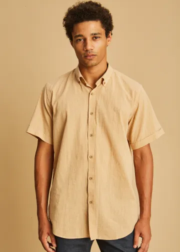 Solid Color, Short Sleeves Shirt, Slub Poplin