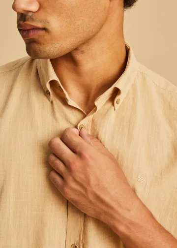 Solid Color, Short Sleeves Shirt, Slub Poplin