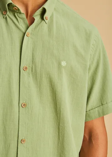 Solid Color, Short Sleeves Shirt, Slub Poplin