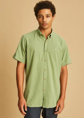 Solid Color, Short Sleeves Shirt, Slub Poplin