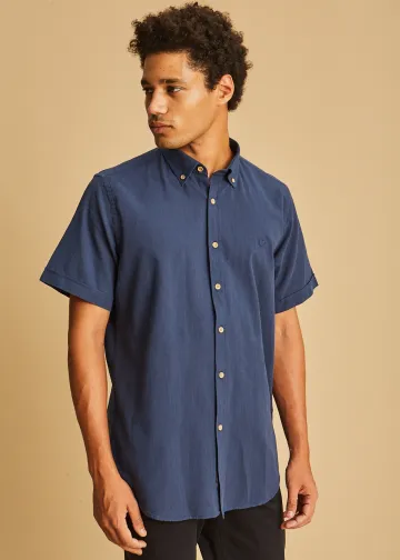 Solid Color, Short Sleeves Shirt, Slub Poplin