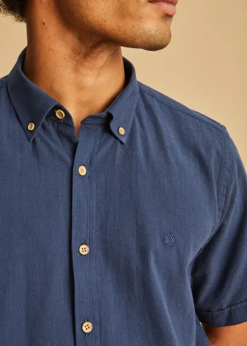 Solid Color, Short Sleeves Shirt, Slub Poplin