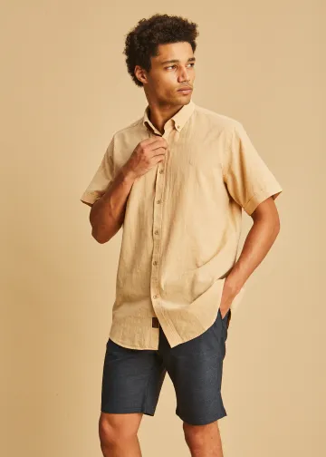 Solid Color, Short Sleeves Shirt, Slub Poplin