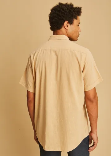 Solid Color, Short Sleeves Shirt, Slub Poplin