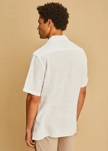 Solid Color Short Sleeved Shirt, Jaquard Striped