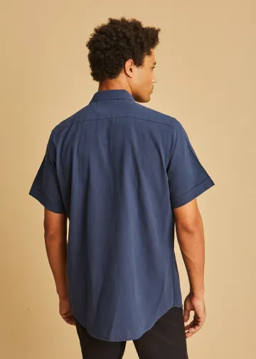 Solid Color, Short Sleeves Shirt, Slub Poplin