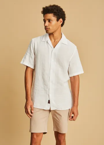Solid Color Short Sleeved Shirt, Jaquard Striped