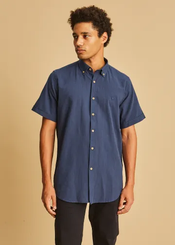 Solid Color, Short Sleeves Shirt, Slub Poplin