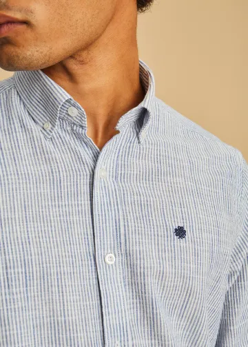 Striped Slub Cotton Poplin Shirt