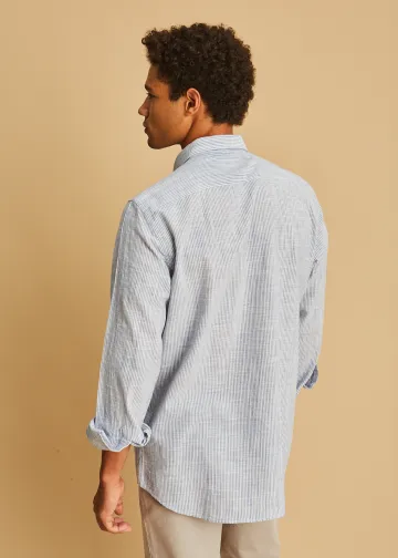 Striped Slub Cotton Poplin Shirt