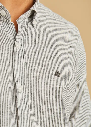 Striped Slub Cotton Poplin Shirt