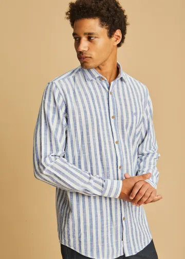 Striped Slub Cotton Poplin Shirt