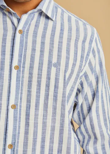 Striped Slub Cotton Poplin Shirt