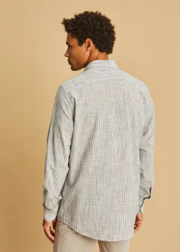 Striped Slub Cotton Poplin Shirt
