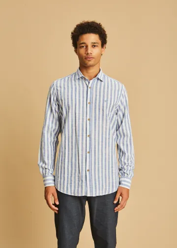 Striped Slub Cotton Poplin Shirt