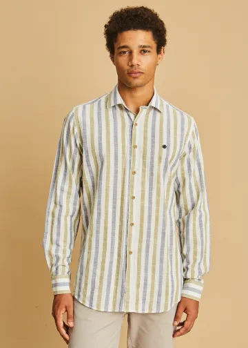 Striped Slub Cotton Poplin Shirt