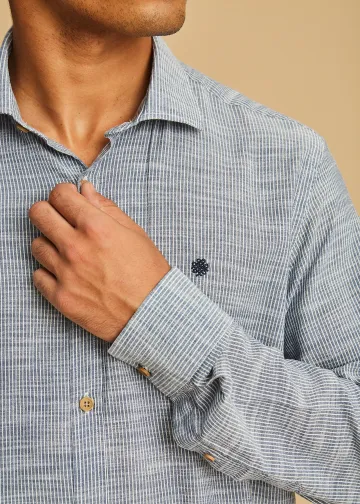 Striped Slub Cotton Poplin Shirt