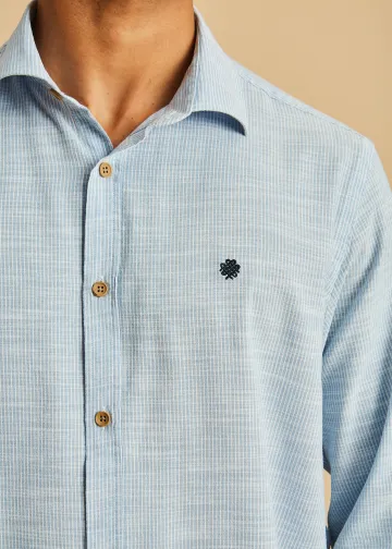 Striped Slub Cotton Poplin Shirt