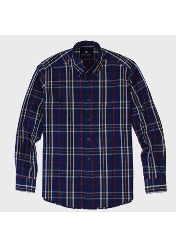 Men's night blue large checks shirt