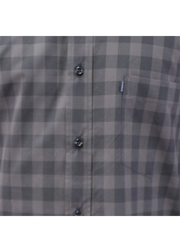 Men's anthracite yarn dyed checkered shirt